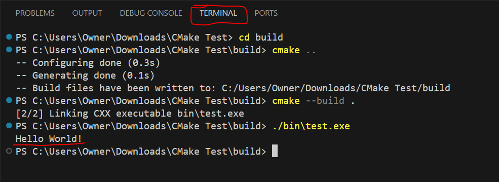 Successful CMake build